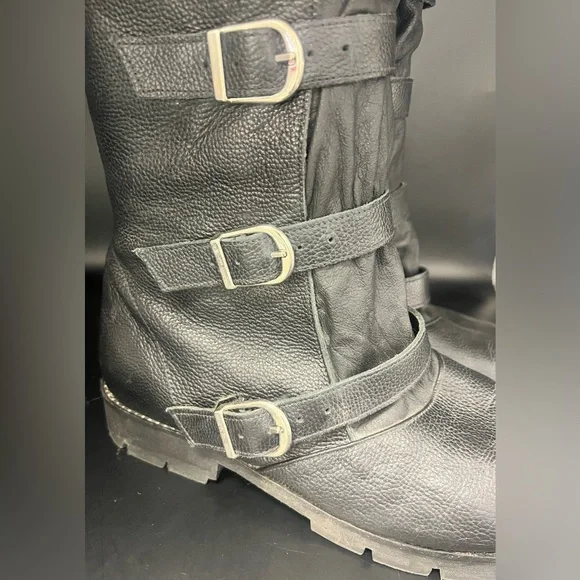 Renboots‎ - Mens Custom Black Leather Strider 7 Buckle Boots, Size:9